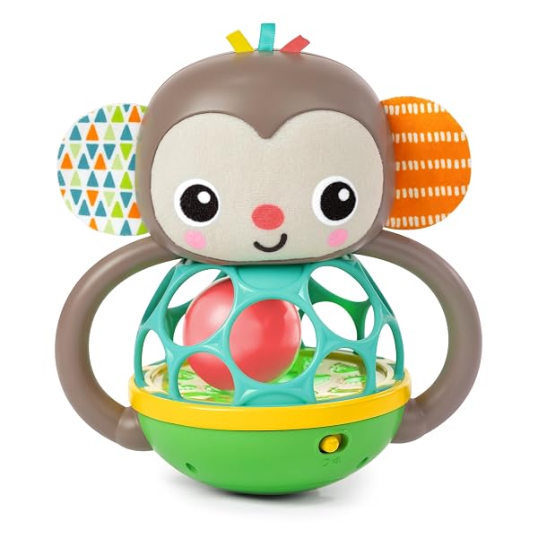 Grab & Giggle AFFE Leuchtendes Musikalisches Rasselspielzeug mit leicht zu greifendem Obal