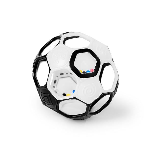 Oball Grippin' Goals Rassel-Fußball, Schwarz und Weiß, leicht zu greifendes Spielzeug für 