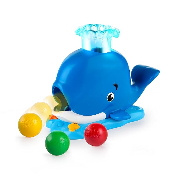 Silly Spout Whale Popper Ballspielzeug mit Musik Lichtern und 3 bunten Bällen, Mehrfarbig