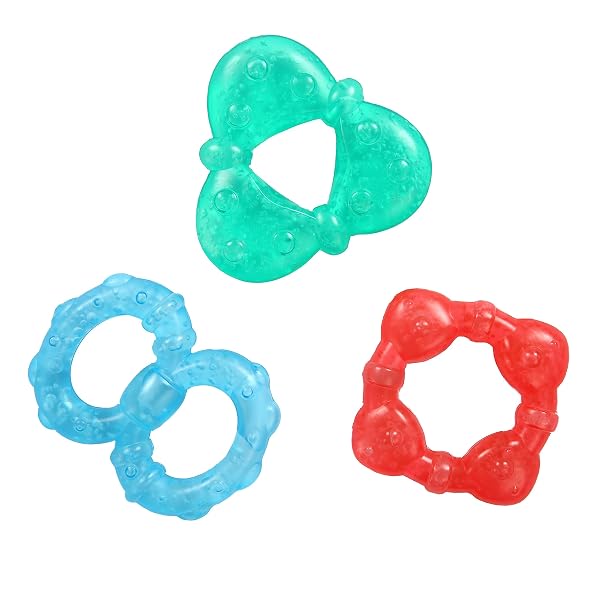 Stay Cool Teethers, kühlende Beißringe, türkis/blau/rot, leicht zu halten, langanhaltende 