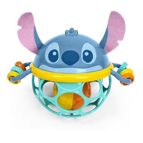 Stitch Jingle & Shake Rassel von Bright Starts mit Oball‑Technologie, leicht greifbar, uni