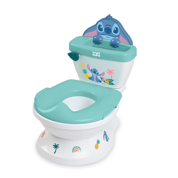 Stitch My Size Töpfchen von Bright Starts, 2-in-1 Kinder-Töpfchen mit Spülgeräusch, Abnehm