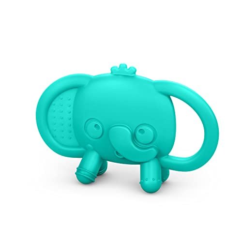 Tame Your Tusks Silikonbeißring mit Griffen, leicht zu greifender Elefant, blau, Unisex, 3