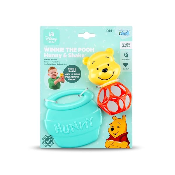 Winnie Puuh Hunny & Shake Rassel & Beißspielzeug, Spielzeug für unterwegs, für Neugeborene